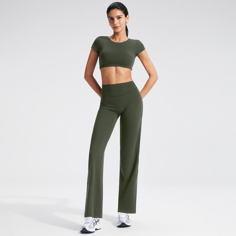 Backless Sports T-Shirt Set with Removable Pads for Women