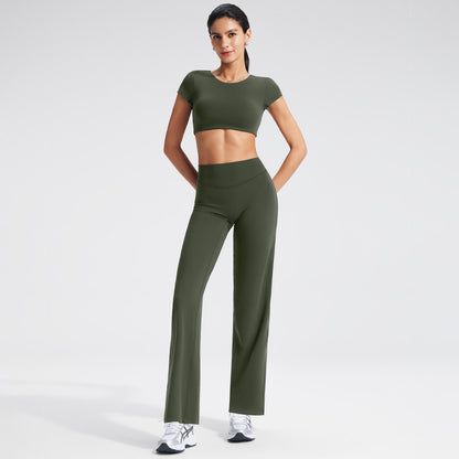 Backless Sports T-Shirt Set with Removable Pads for Women