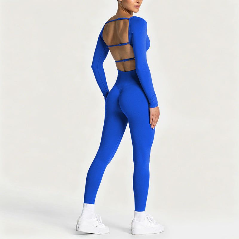 Adjustable Backless Long Sleeve Yoga Top and Bottom Set