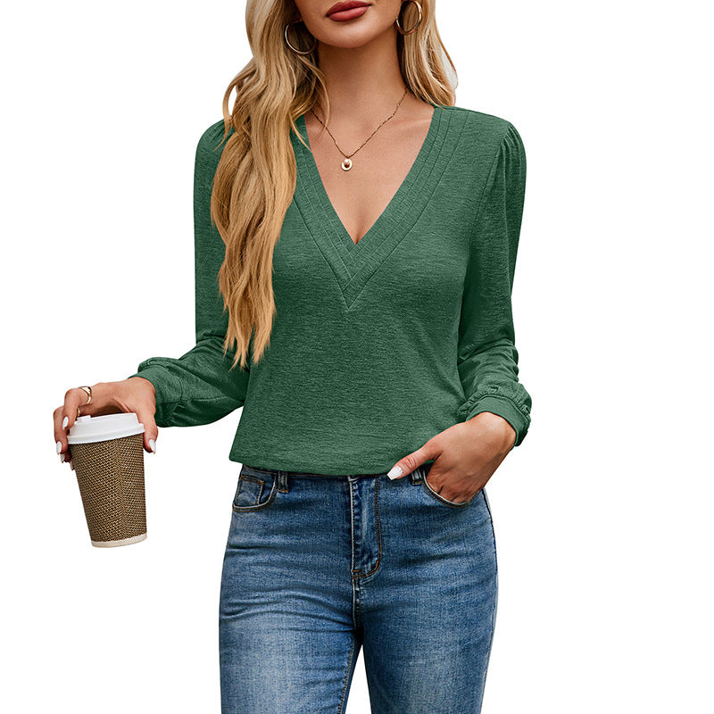 Layered V-Neck Cotton T-Shirt for Women