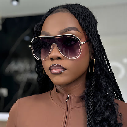 Trendy Oversized Hollow UV400 Sunglasses