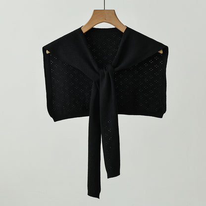 Stylish Knitted Solid Color Openwork Shawl for All Seasons