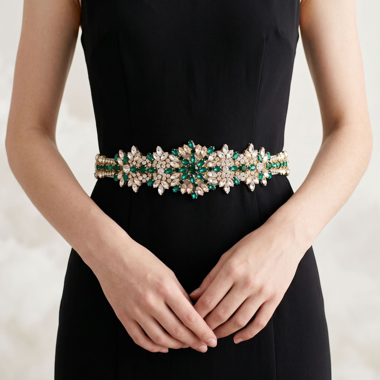Fashion Vintage Rhinestone Satin Sash Belt for Brides and Evening Gowns
