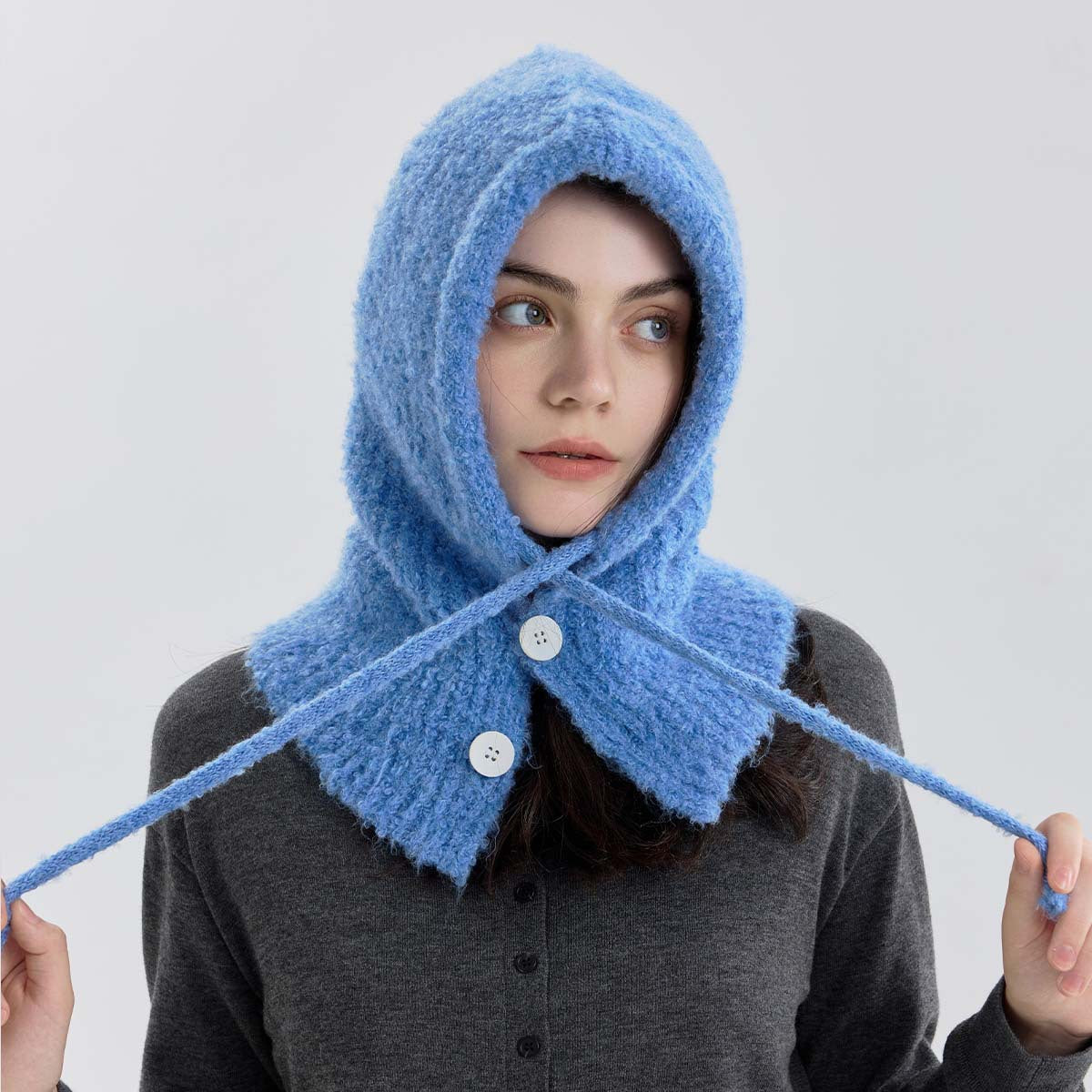 Trendy Knit Wool Blend Balaclava Hat with Neck Warmer