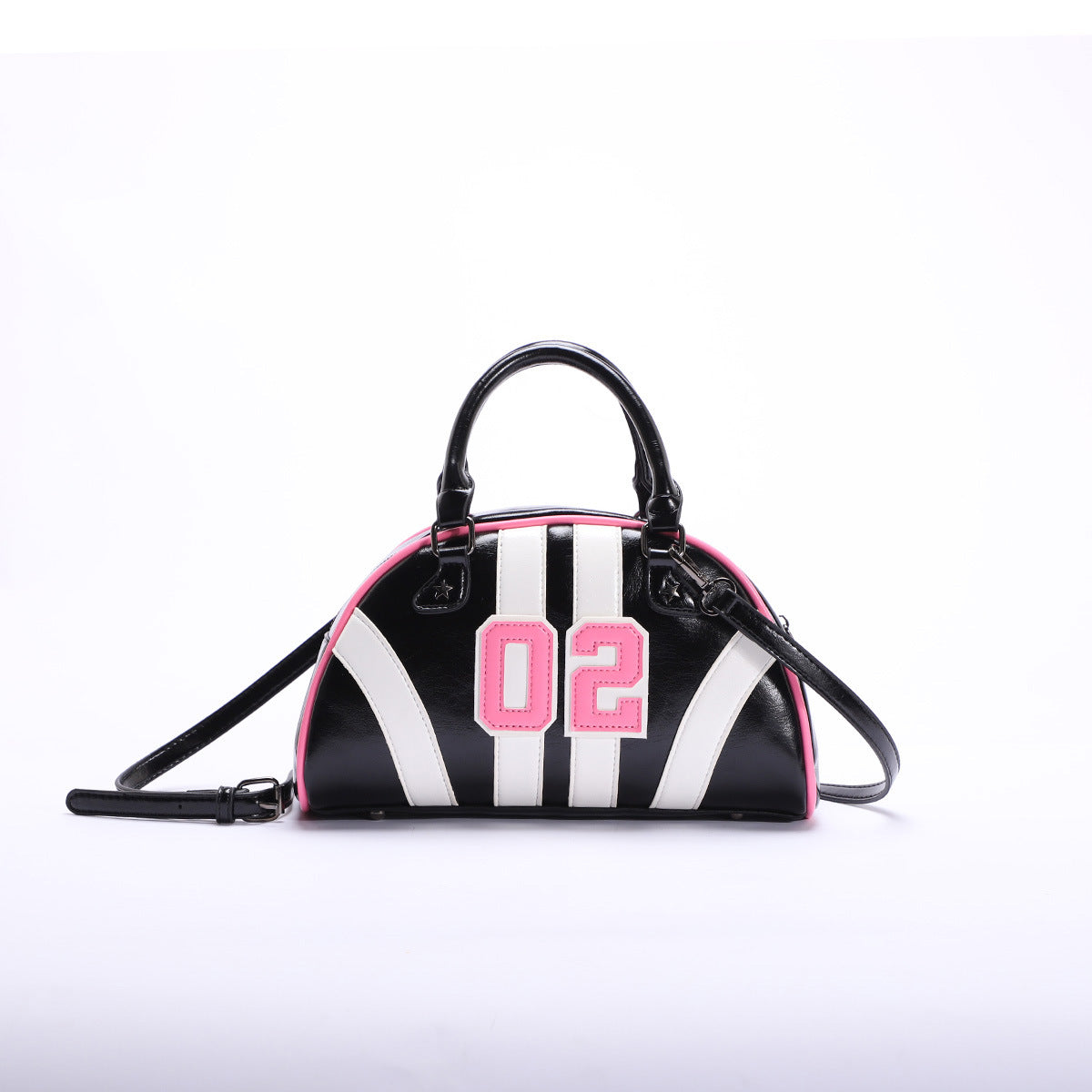 Bowling Bag for Women Trendy Colorblock PU Casual Crossbody