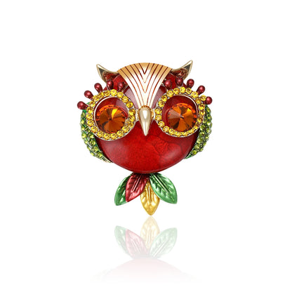 Fashion Owl Brooch With Rhinestones Vintage Alloy Scarf Pin