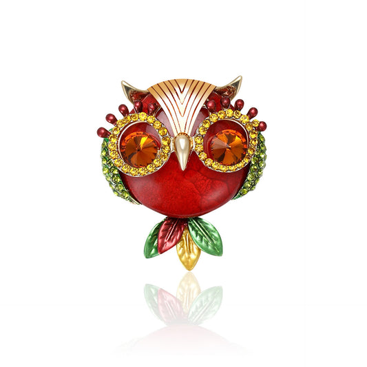 Fashion Owl Brooch With Rhinestones Vintage Alloy Scarf Pin