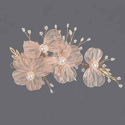 Elegant Floral Hair Clips with Pearl and Rhinestone Accents