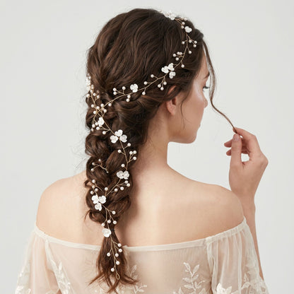 Exquisite Pearl and Crystal Flower Headpiece for Bridal Photoshoots