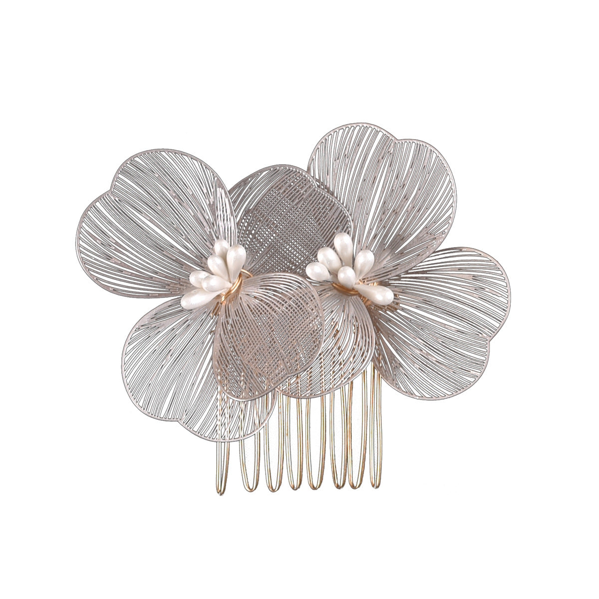 Gold Floral Hair Comb Bridal Vintage Style