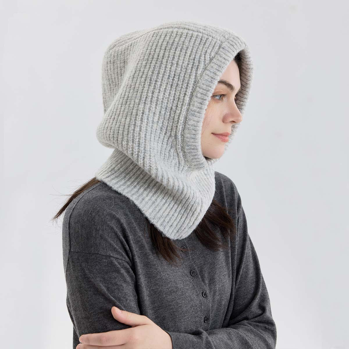 Wool Blend Neck Warmer Balaclava Hat for Men and Women