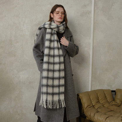Designer Plaid Wool Scarf Soft Warm Fall Winter Wrap for Women