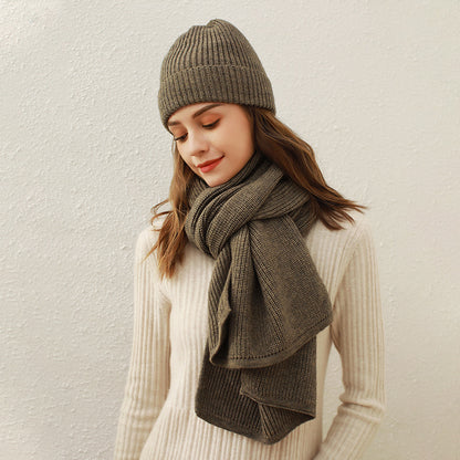Solid Color Knitted Scarf Set for Women - Winter Warmth