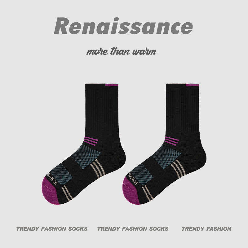 Athletic Colorblock Mid Calf Moisture Wicking Socks
