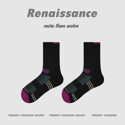 Athletic Colorblock Mid Calf Moisture Wicking Socks