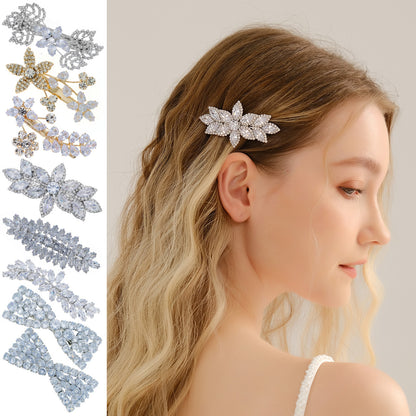 Elegant Flower Design Rhinestone Hair Clip For Women