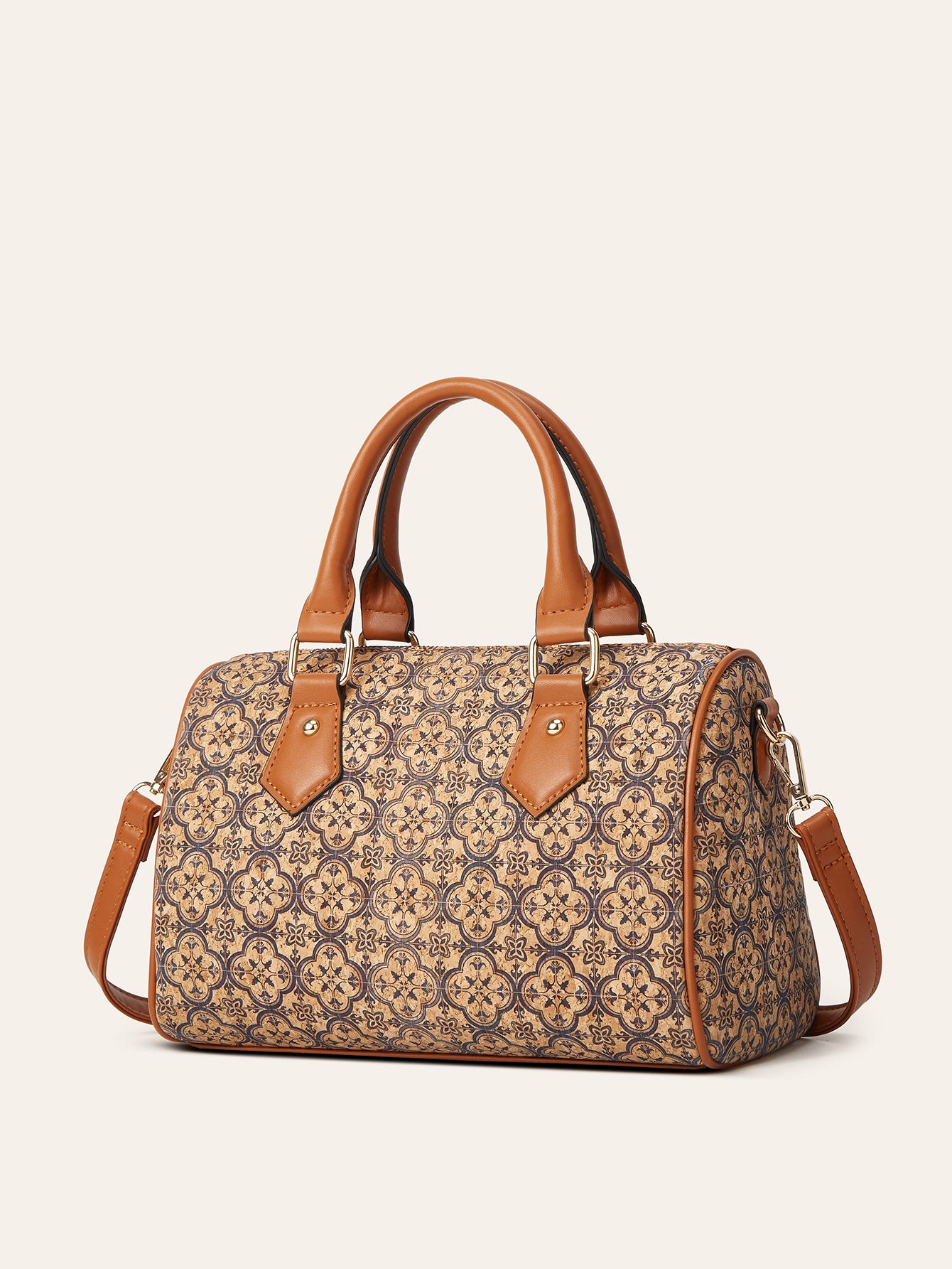 Retro Cork Texture Tote Bag with Ethnic Print