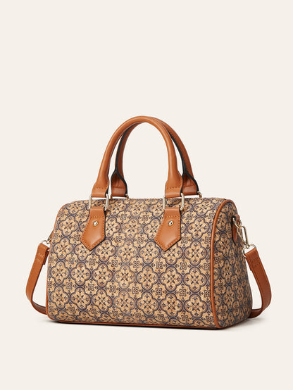Retro Cork Texture Tote Bag with Ethnic Print