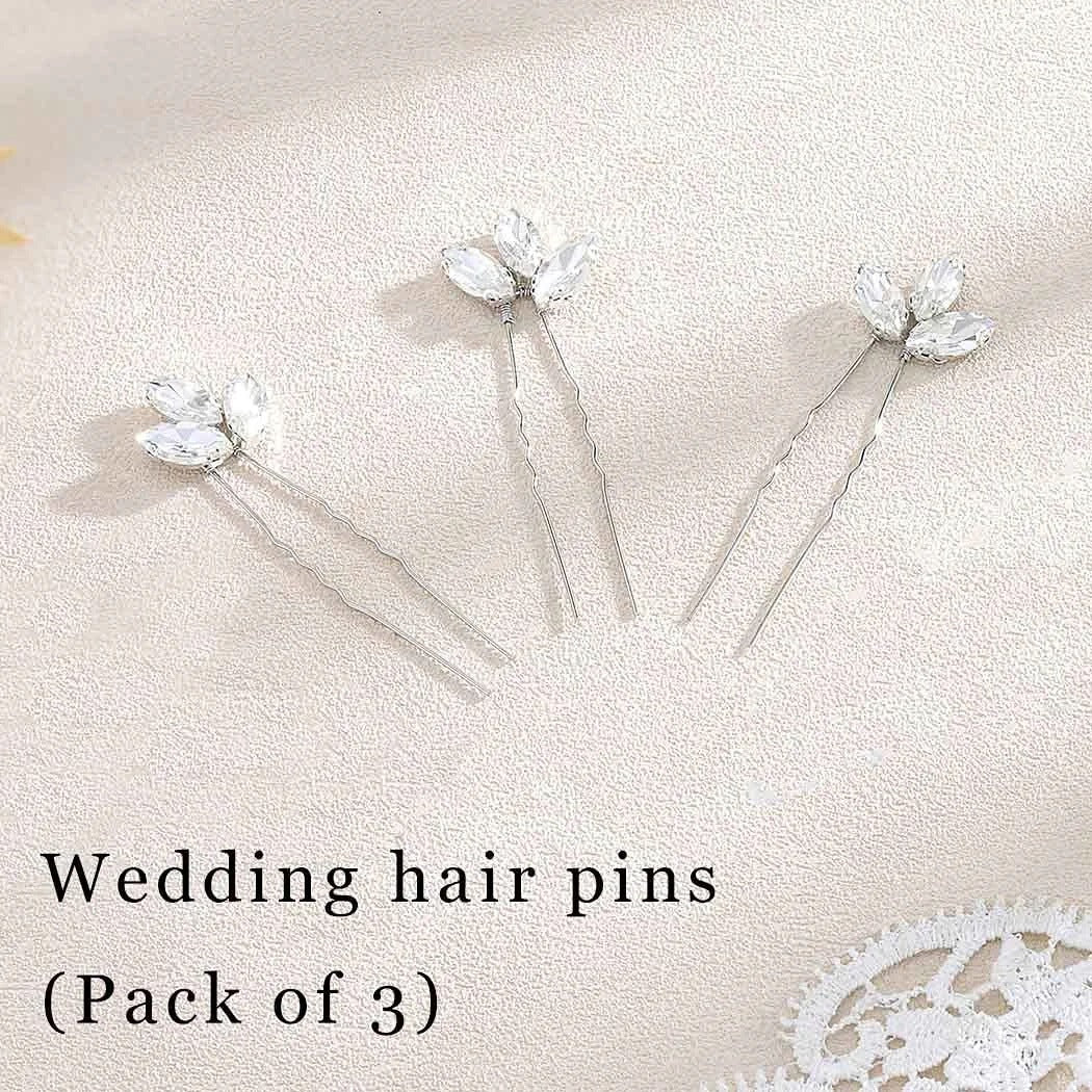 Metallic U Shaped Hair Pin Set of 3 Bridal Hair Accessories