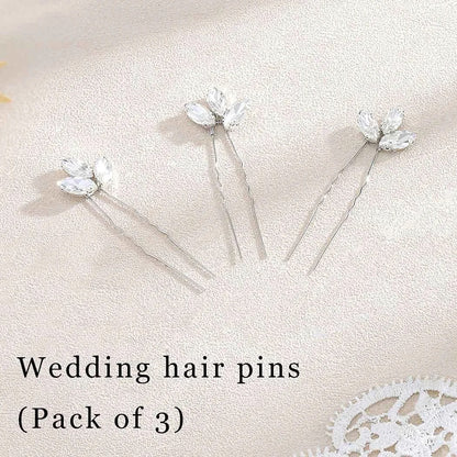 Metallic U Shaped Hair Pin Set of 3 Bridal Hair Accessories