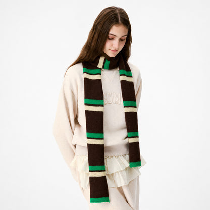 Retro Striped Knit Scarf Cozy Multicolor Infinity Scarf
