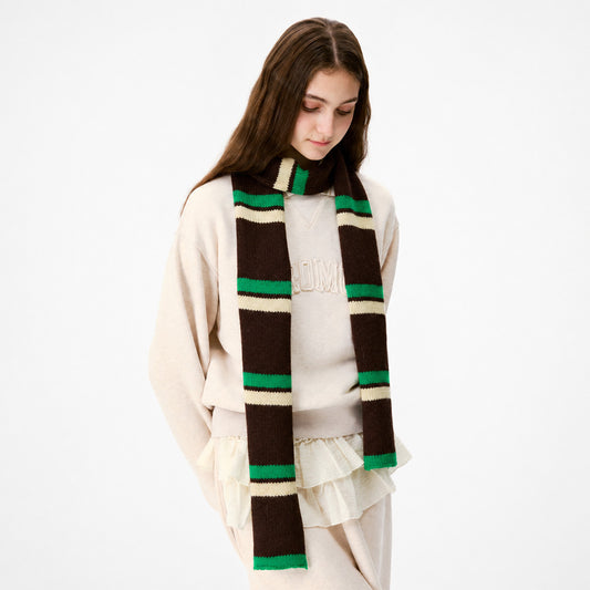 Retro Striped Knit Scarf Cozy Multicolor Infinity Scarf