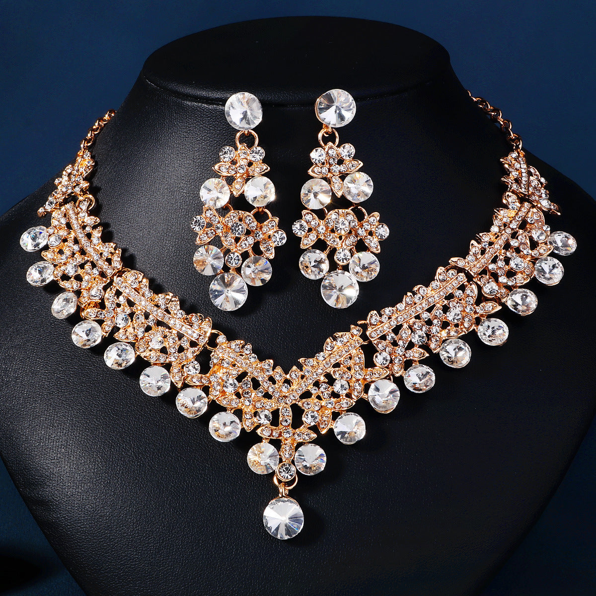 Elegant 3-Piece Bride Jewelry Set with Crown Necklace and Earrings