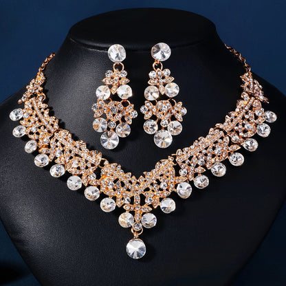 Elegant 3-Piece Bride Jewelry Set with Crown Necklace and Earrings