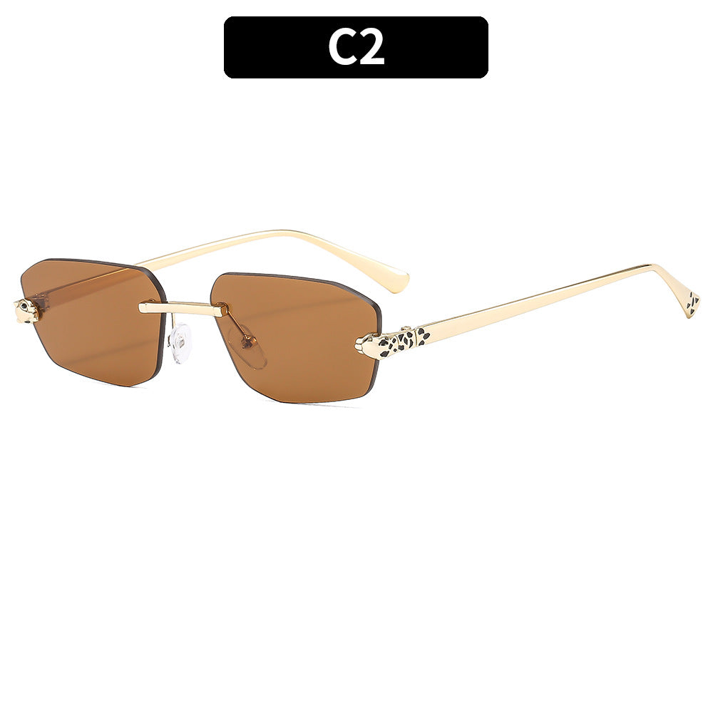 Fashionable Metal Frame Leopard Sunglasses Unisex Stylish UV400 Protection