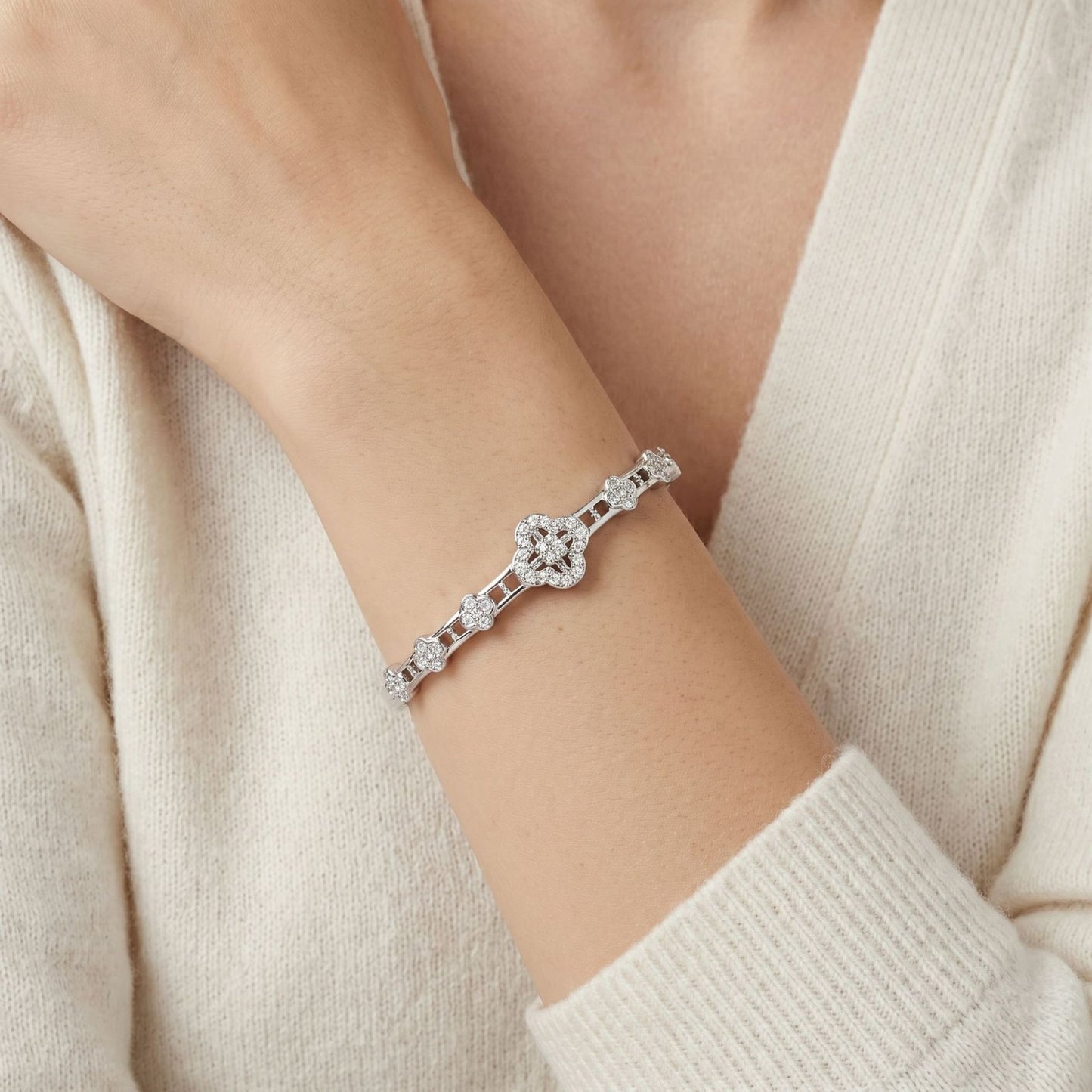 Stylish Open Cuff Bracelets with Zirconia for Weddings and Parties