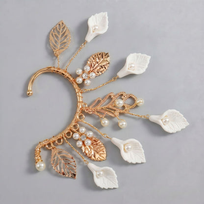 Handcrafted Pearl and Crystal Floral Earrings - Elegant and Versatile Accessories