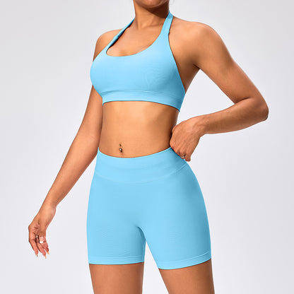 Women's Outdoor Yoga Set with Open Back Sports Bra and Pants