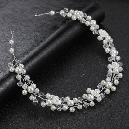 Transparent Handmade Pearl Flower Headband for Brides