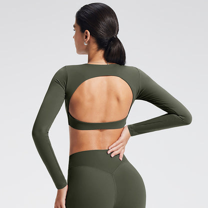 Elegant Women's Sporty Long Sleeve T-Shirt with Built-In Bra