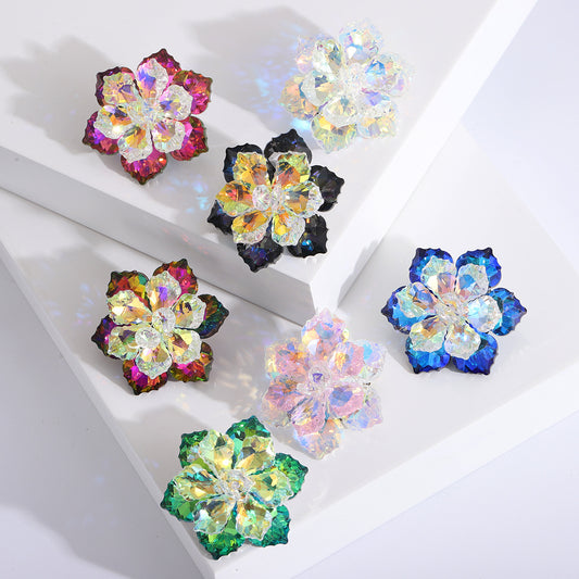 Luxury Crystal Flower Brooches Stylish Women's Floral Pins