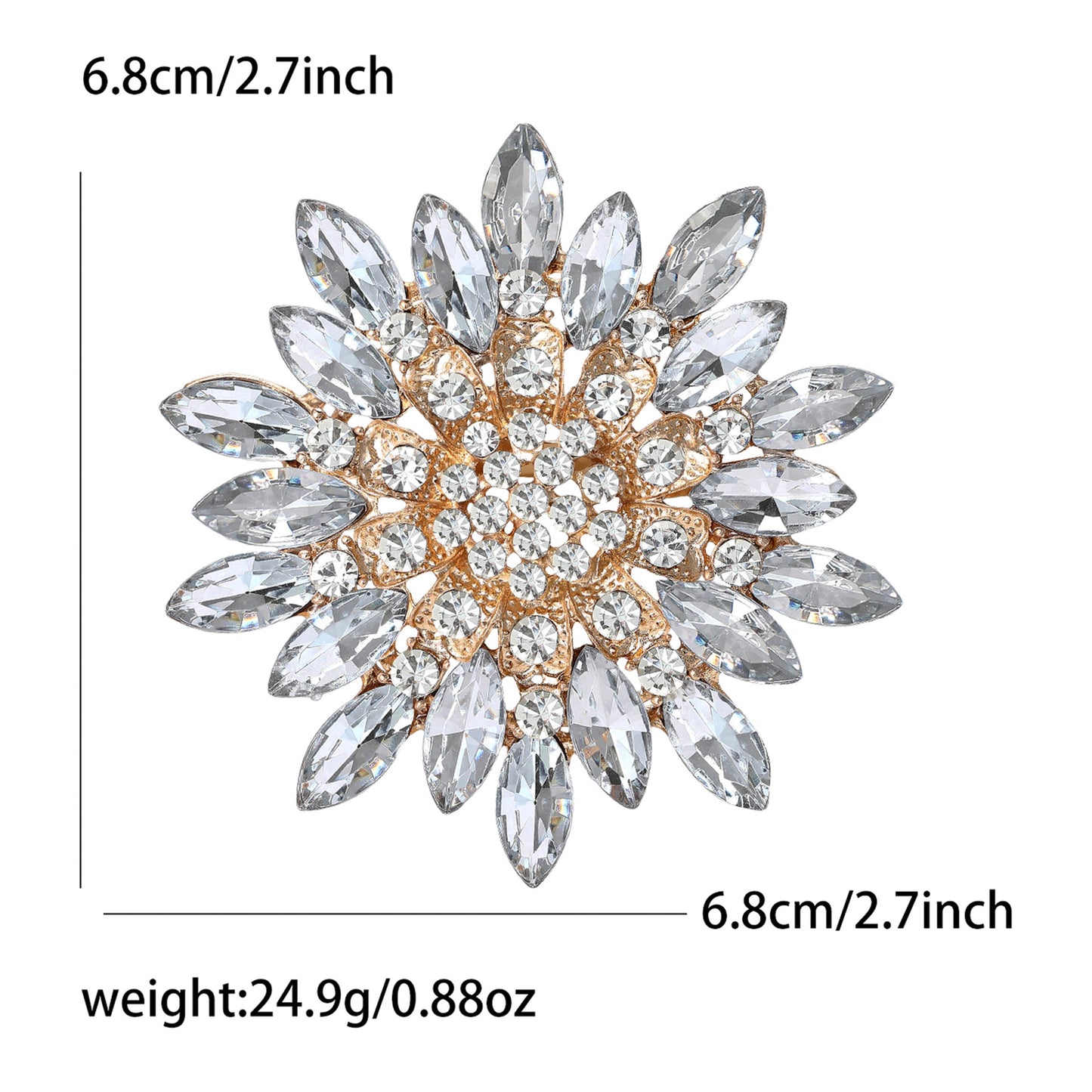 Alloy Creative Rhinestone Hollow Sunflower Flower Brooch Stylish Elegant Pin