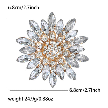 Alloy Creative Rhinestone Hollow Sunflower Flower Brooch Stylish Elegant Pin