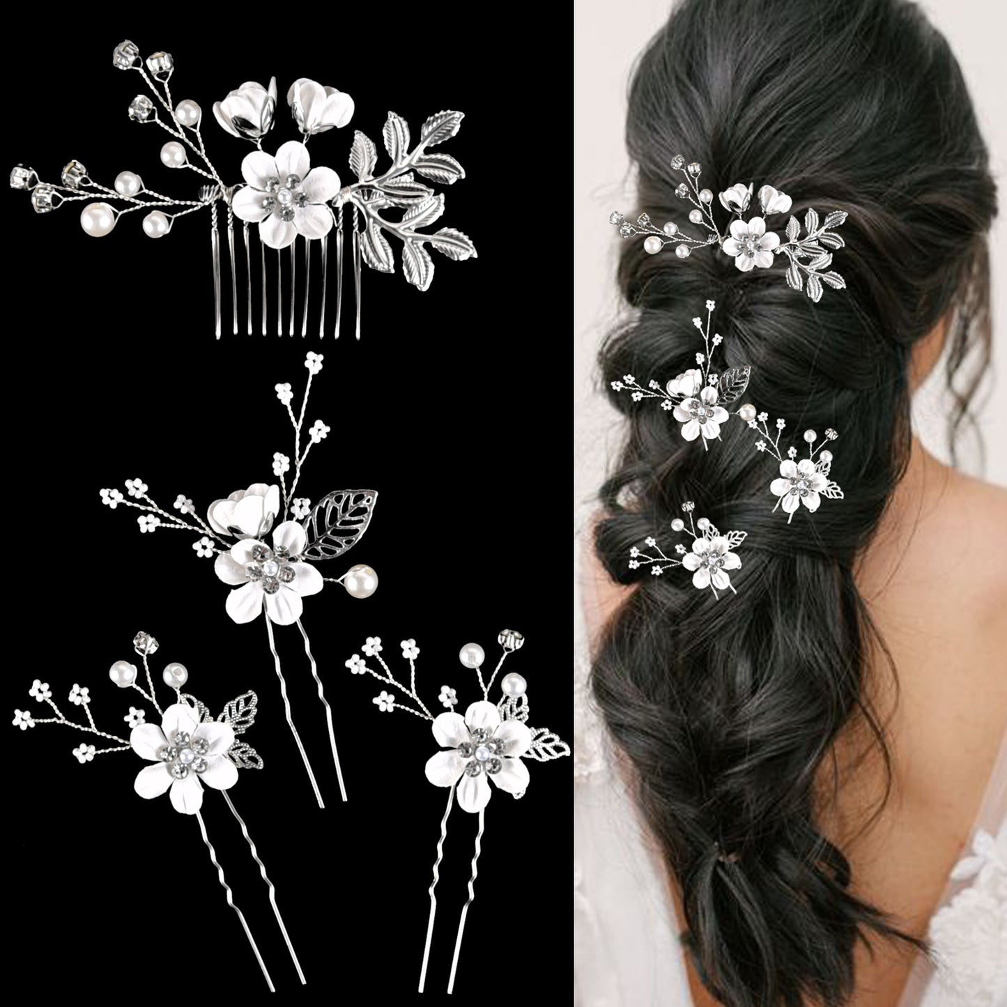 Colorful Floral Bride Wedding Hairpiece Set