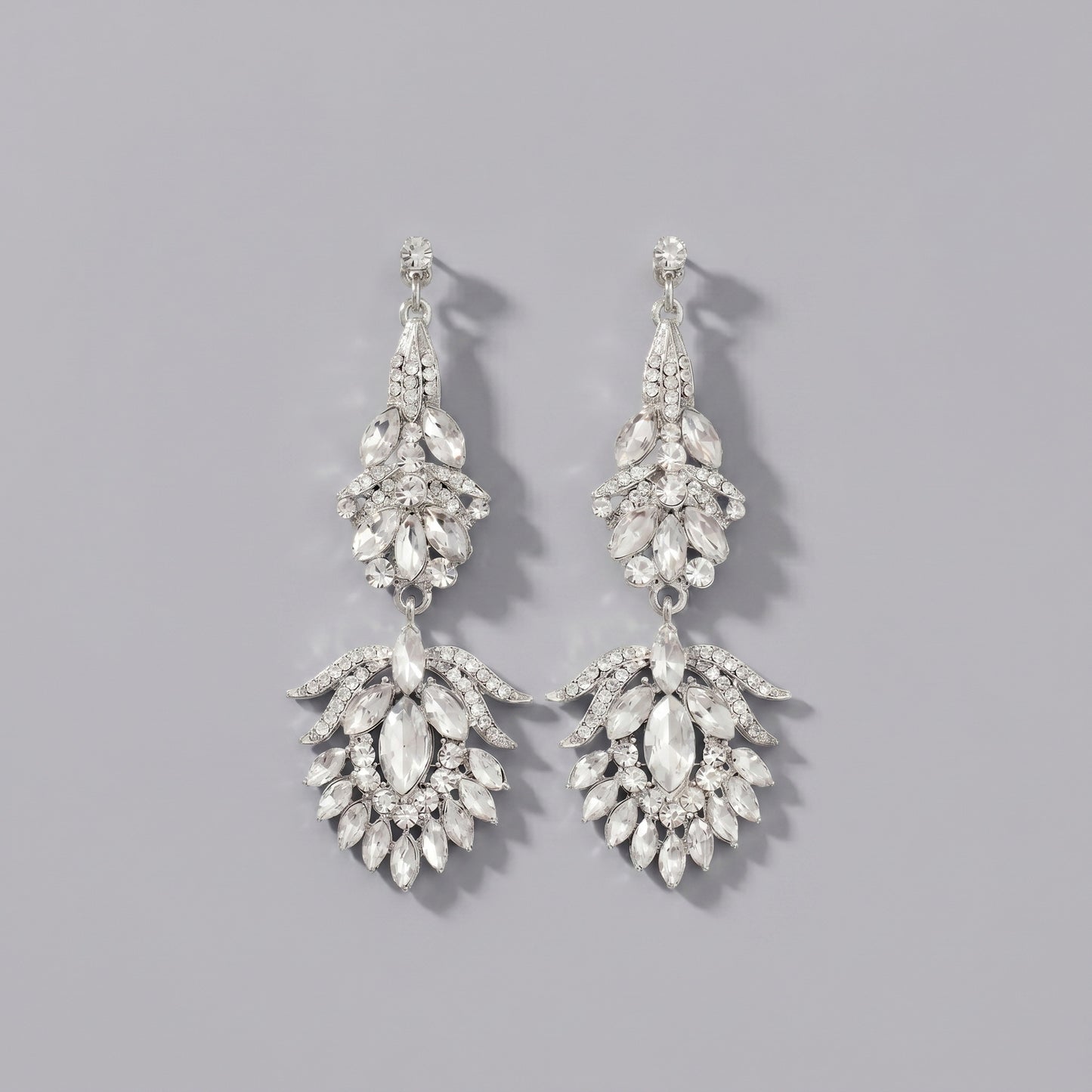 Vintage Floral Alloy Rhinestone Earrings Elegant Daily Drops