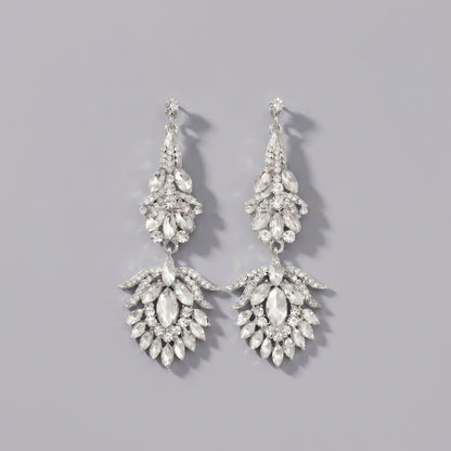 Vintage Floral Alloy Rhinestone Earrings Elegant Daily Drops