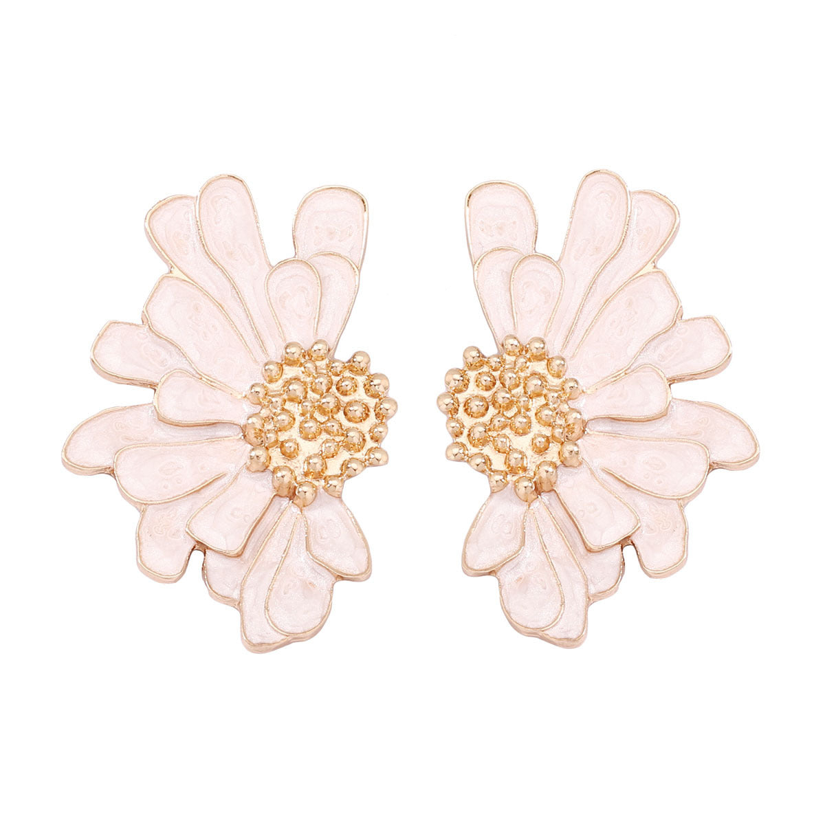 Alloy Enamel Flower Stud Earrings Hypoallergenic Chic