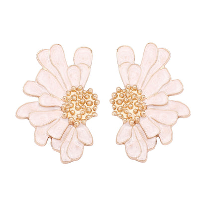 Alloy Enamel Flower Stud Earrings Hypoallergenic Chic