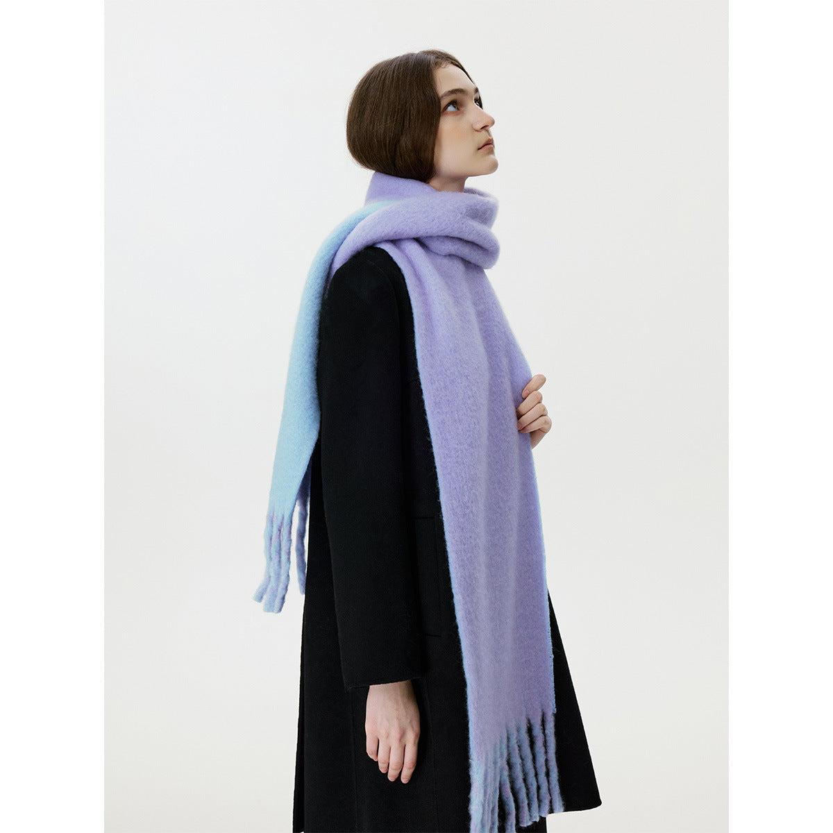 Wool Blend Colorful Fringed Scarf - Thick and Warm