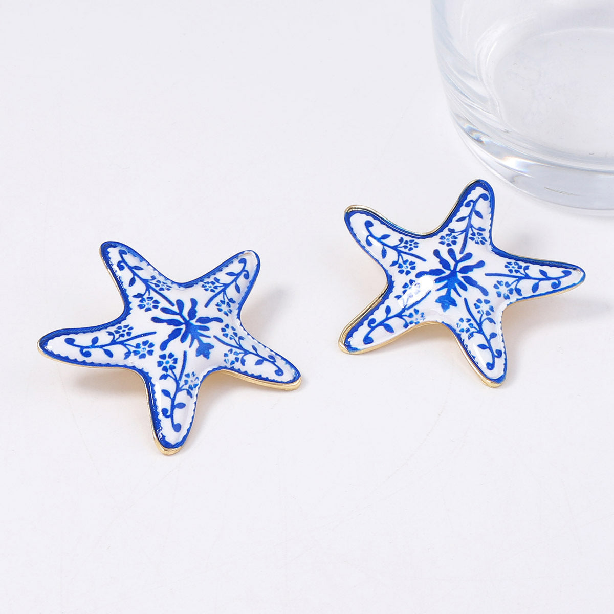 Enamel Star Stud Earrings Stainless Steel Elegant
