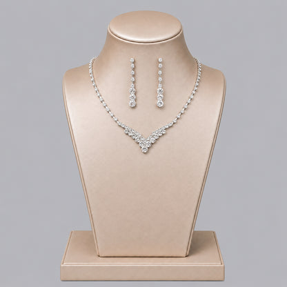 Elegant Crystal Jewelry Set with Necklace and Earrings for Parties