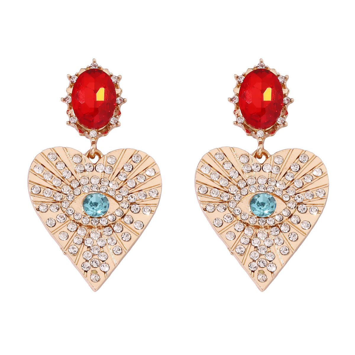 Earrings Heart Eye Rhinestone Light Luxe Casual