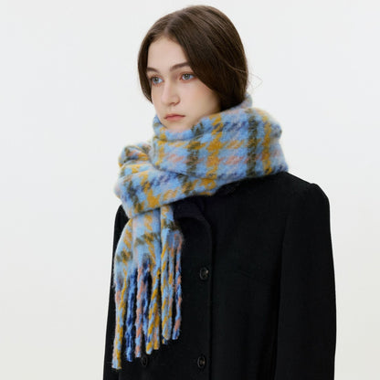 Classic Houndstooth Fringed Scarf Cozy Winter Wrap