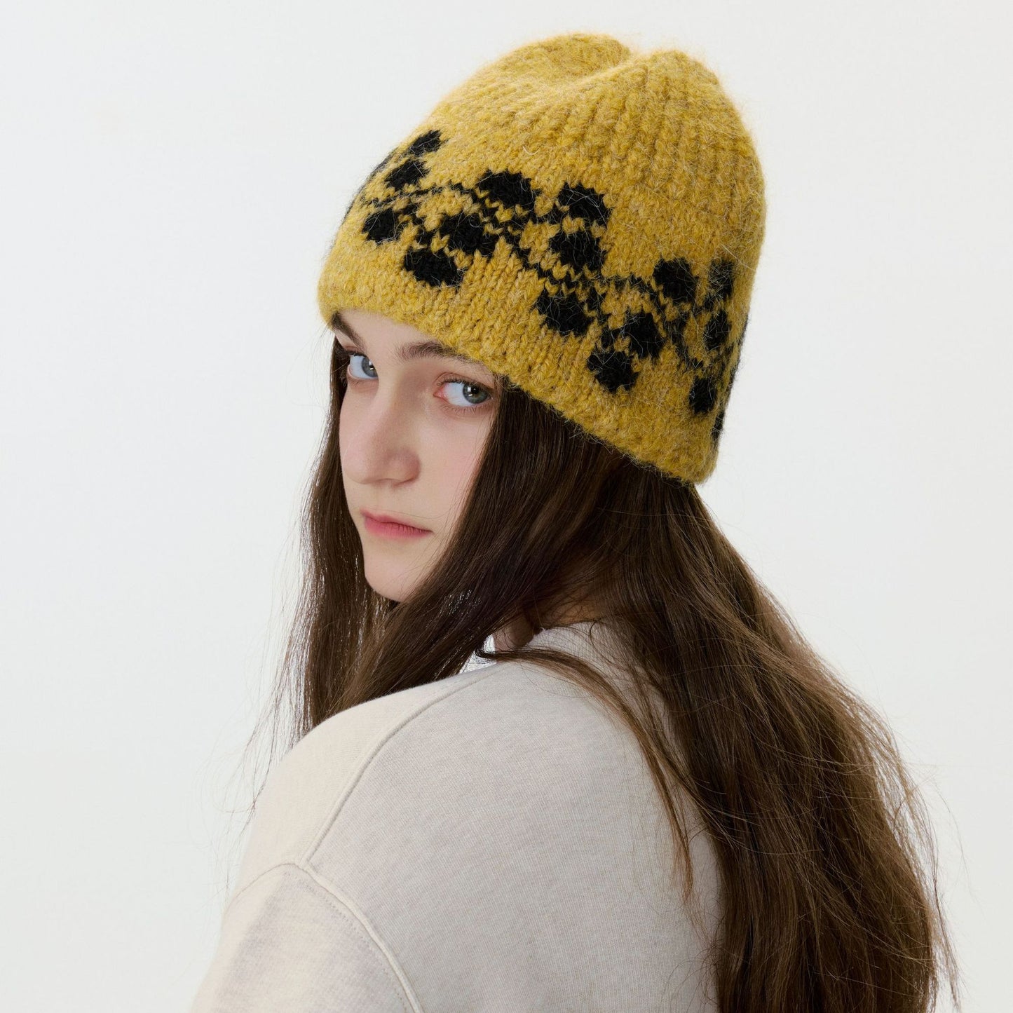 Retro Jacquard Knit Beanie Hat for Men and Women