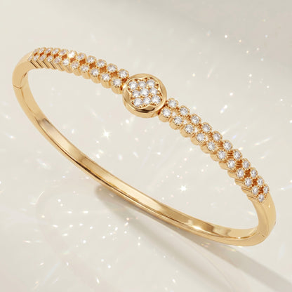 High-End Zirconia Stone Bangle with Nail Design for Weddings and Parties