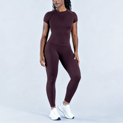 DFYNE Women's Long Sleeve Half-Zip Athletic Top Breathable Stretch Yoga Set